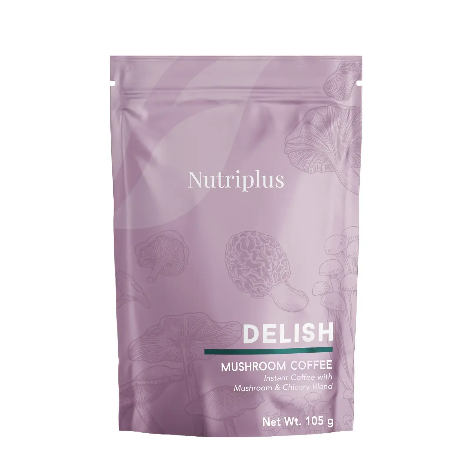 Delish káva s funkčními houbami 105 g – instantní káva s adaptogeny pro energii a soustředění